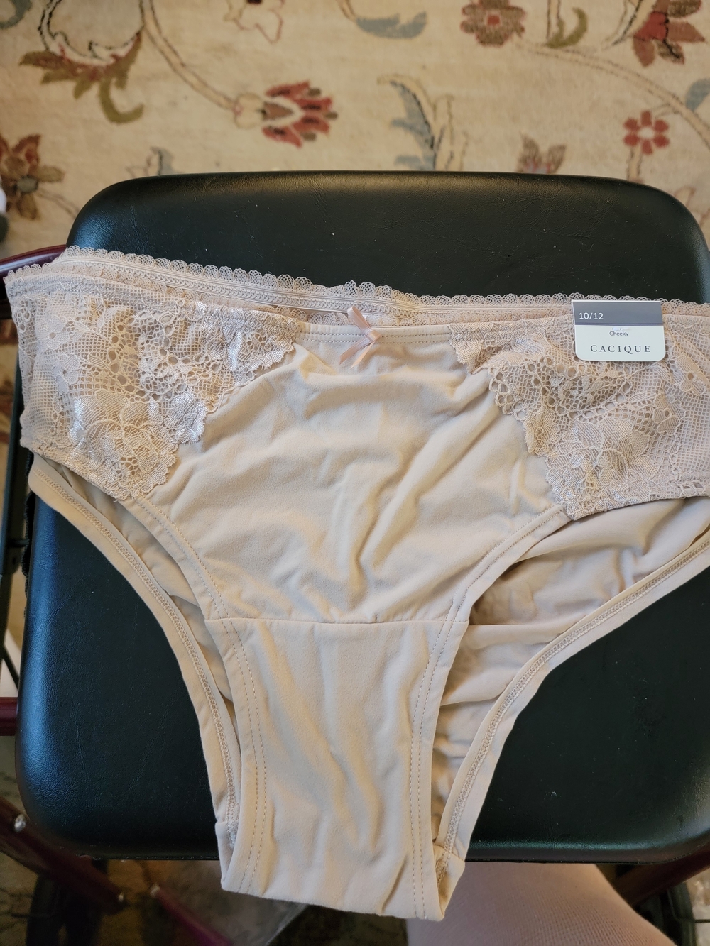 NEW NWT Cacique Lace-Trim Bikini Panty in Light Nude SZ 10/12